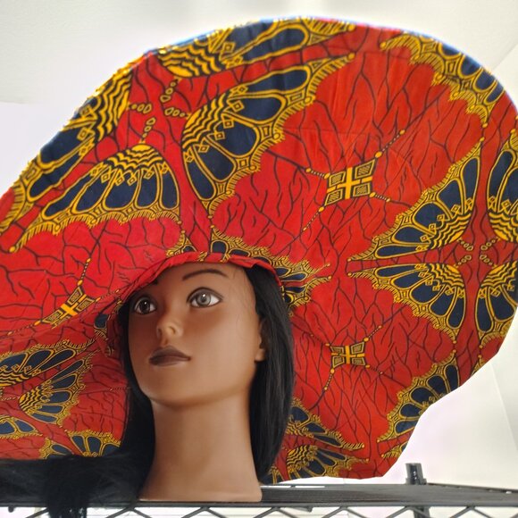 Ankara Red Over sized Hats Reversable - Picture 1 of 2